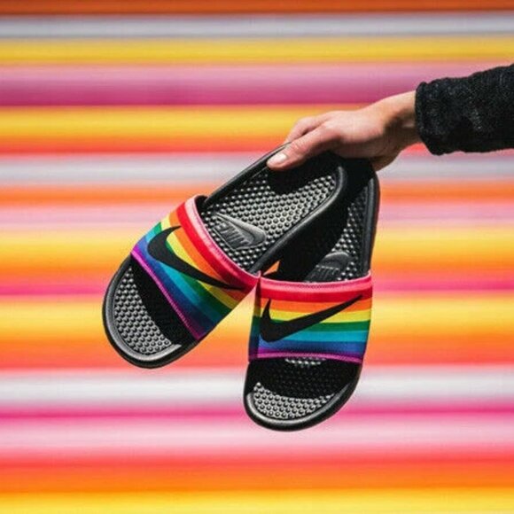 Nike Benassi JDI BETRUE Slide Sandals Men Size 11 Black Rainbow LGBTQ CD2717-001 main image 12